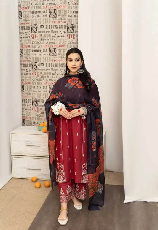 URGE LAWN LUXURY UNSTICH EMB 3PC - City Cloth House