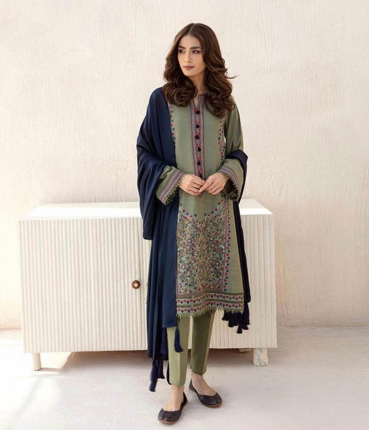 JAZMIN KHADDAR UNSTITCHED EMB 3PC - City Cloth House