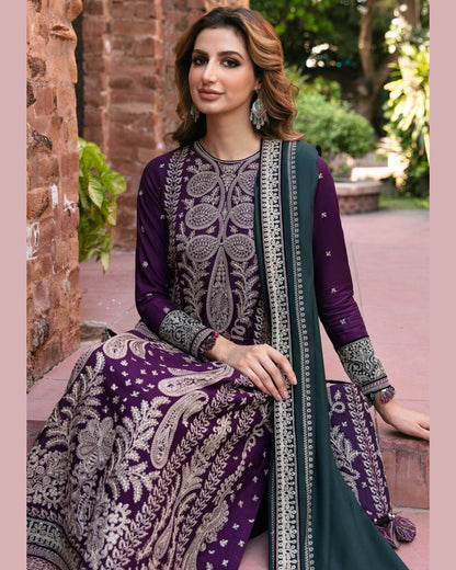 JAZMIN LAWN UNSTITCH EMB 3PC (DW23’-D4) - City Cloth House