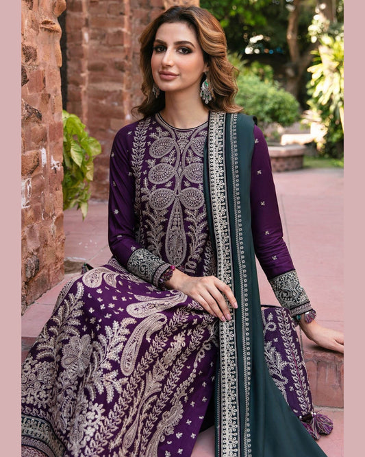 JAZMIN LAWN UNSTITCH EMB 3PC (DW23’-D4) - City Cloth House