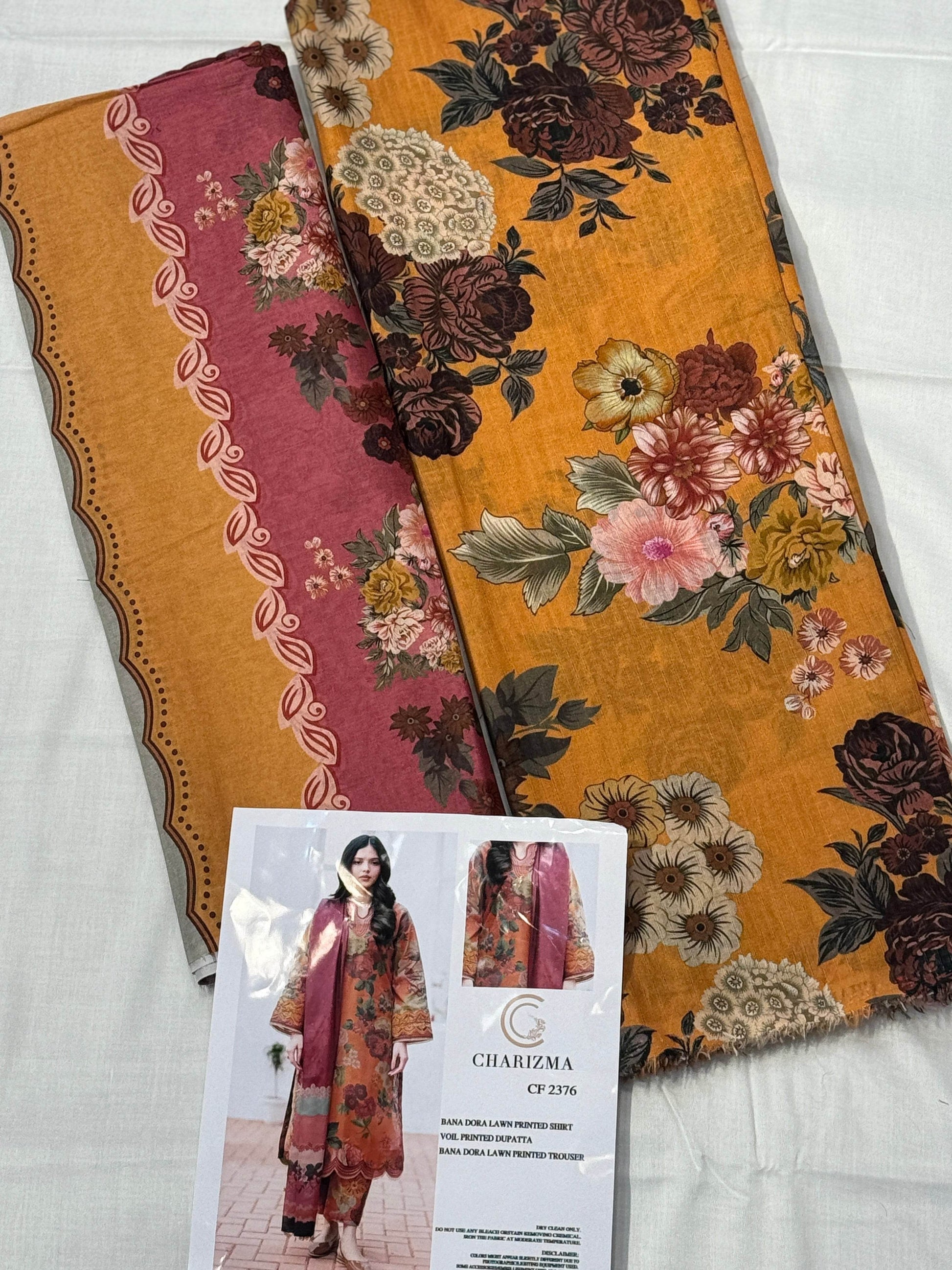 CHARIZMA LAWN PRINTED UNSTICH 3PC - City Cloth House