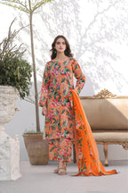 BAROQUE LAWN PRINTED UNSTICH 3PC - City Cloth House