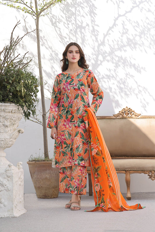 BAROQUE LAWN PRINTED UNSTICH 3PC - City Cloth House
