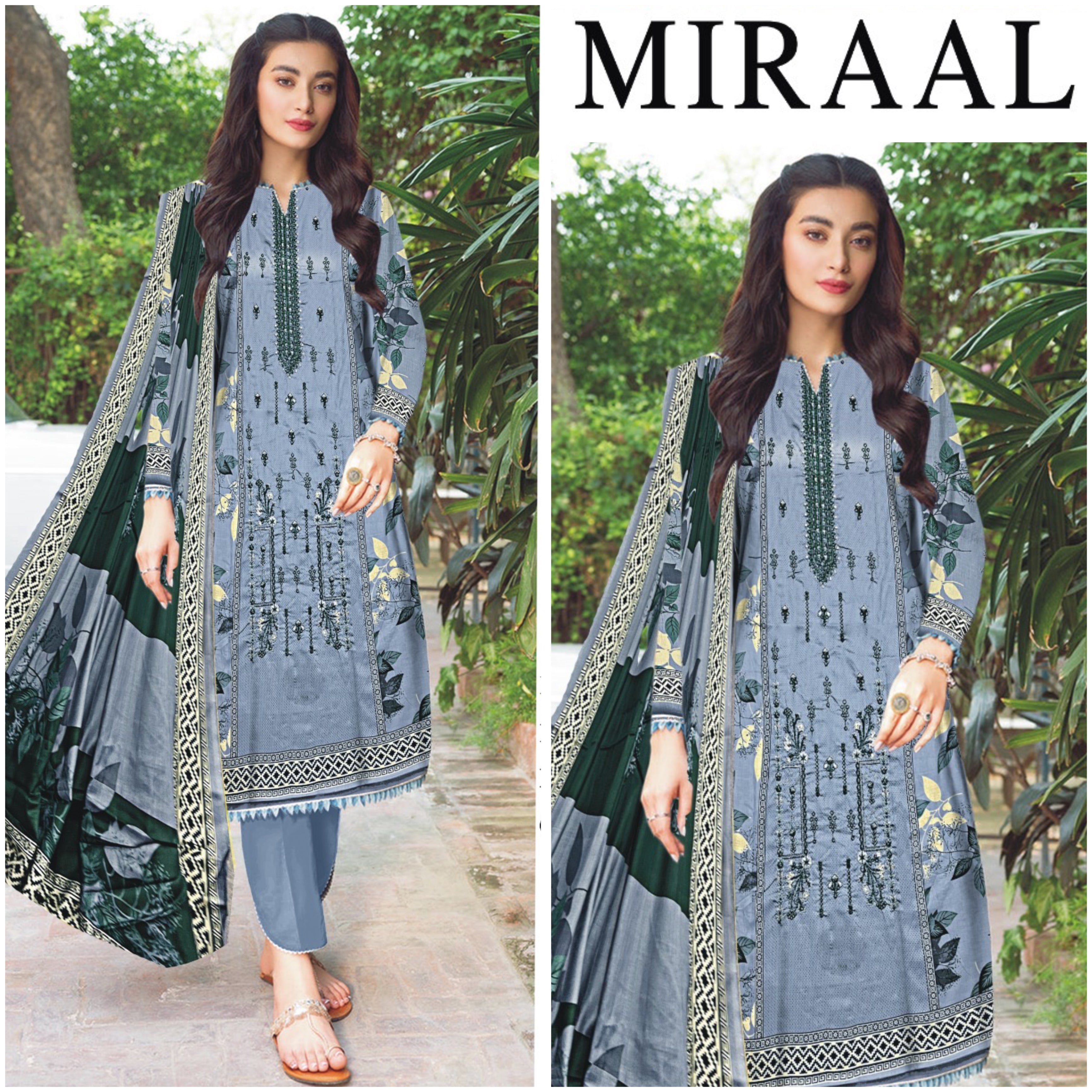 MIRAAL LAWN UNSTITCHED EMB 3PC