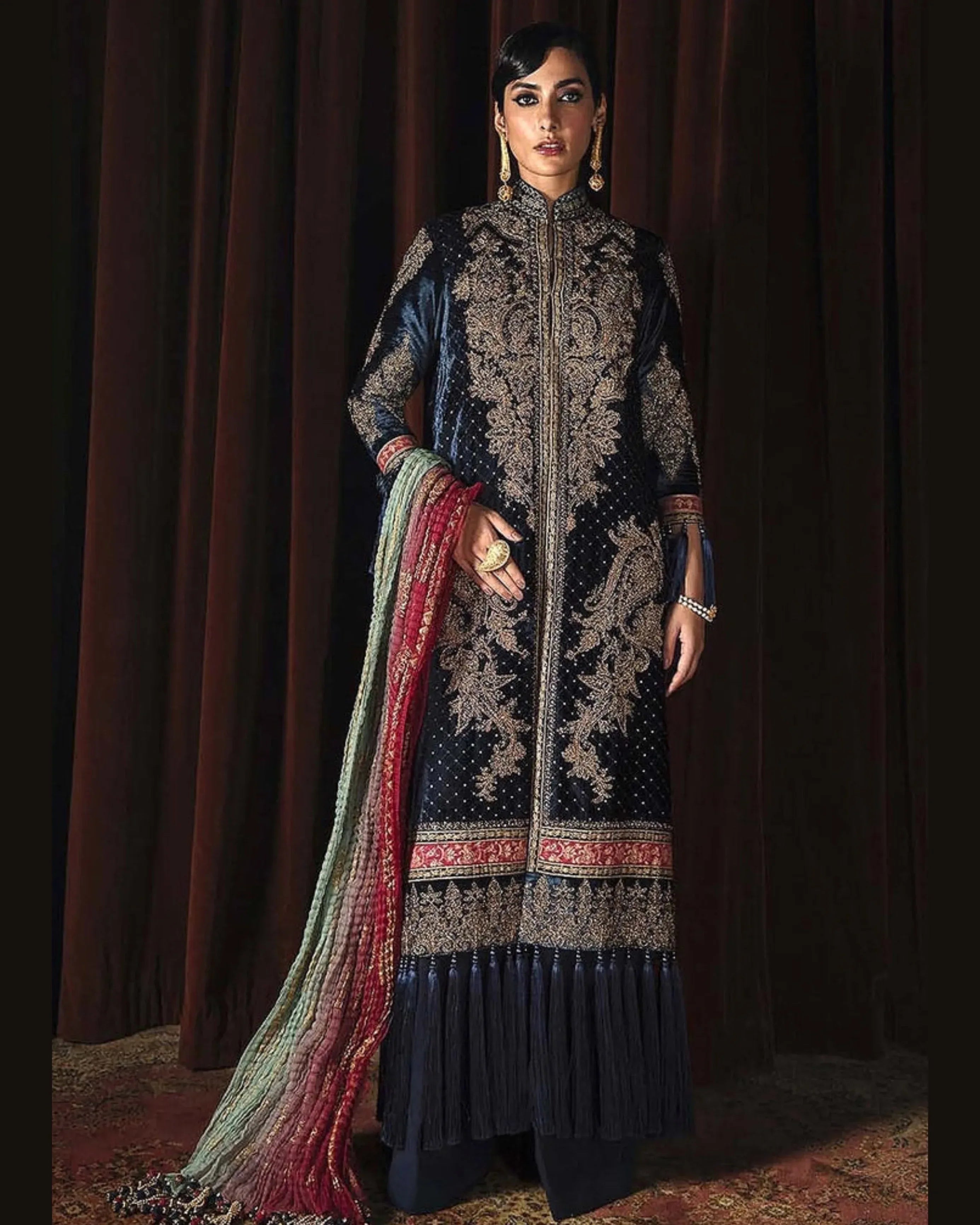 SANA SAFINAZ VELVET UNSTICH EMB 3PC - City Cloth House