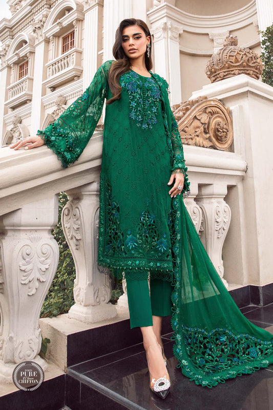 MARIA.B CHIFFON UNSTITCHED EMB D-3 SUIT