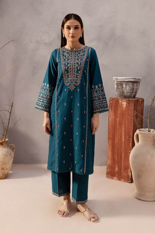 BATIK LAWN LUXURY UNSTITCHED EMB 2PC BLUE PEARL - City Cloth House