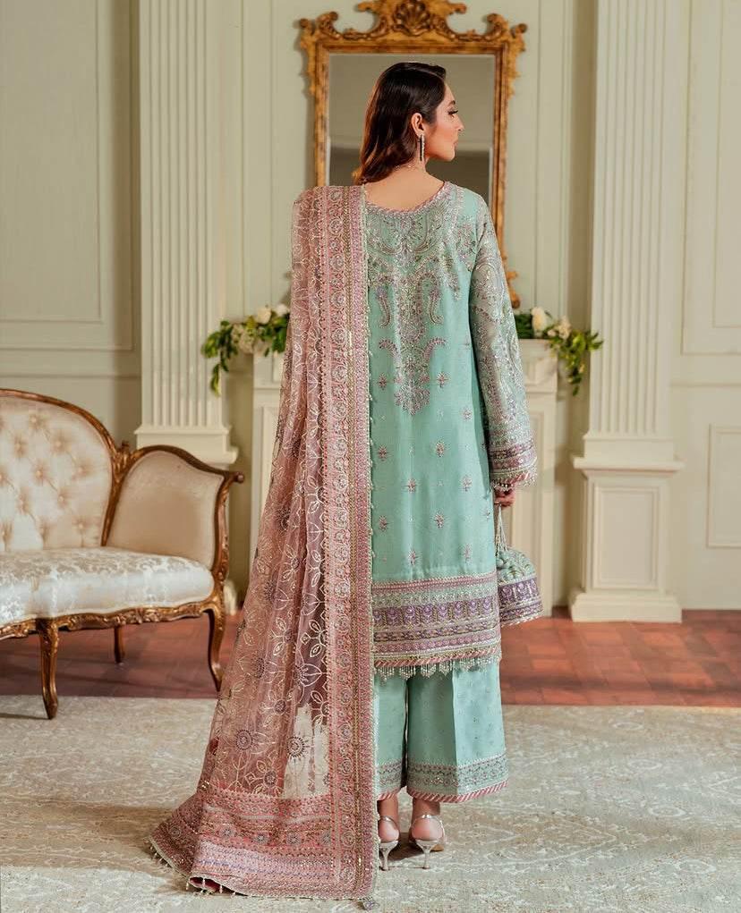 BAROQUE ZARI NET UNSTITCHED EMB SUIT - City Cloth House