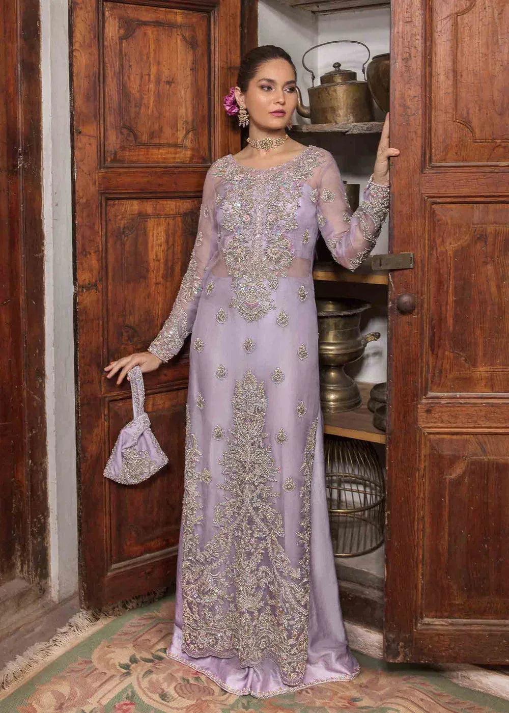 KANWAL MALIK RAW SILK UNSTITCHED EMB JAMANI SUIT - City Cloth House