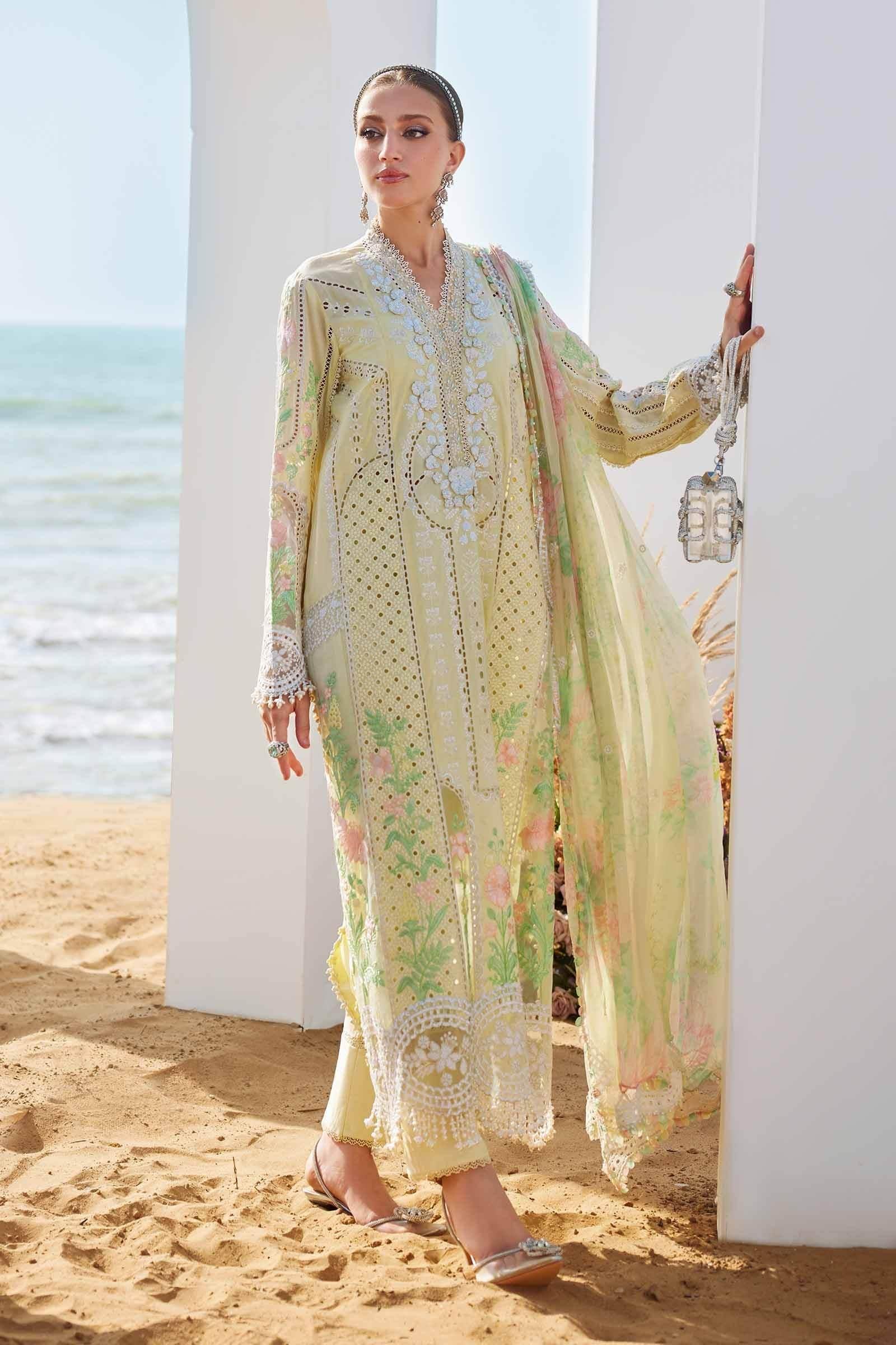 MARIA.B LUXURY UNSTITCH EMB 3PC EID LAWN EL-D4-25 - City Cloth House
