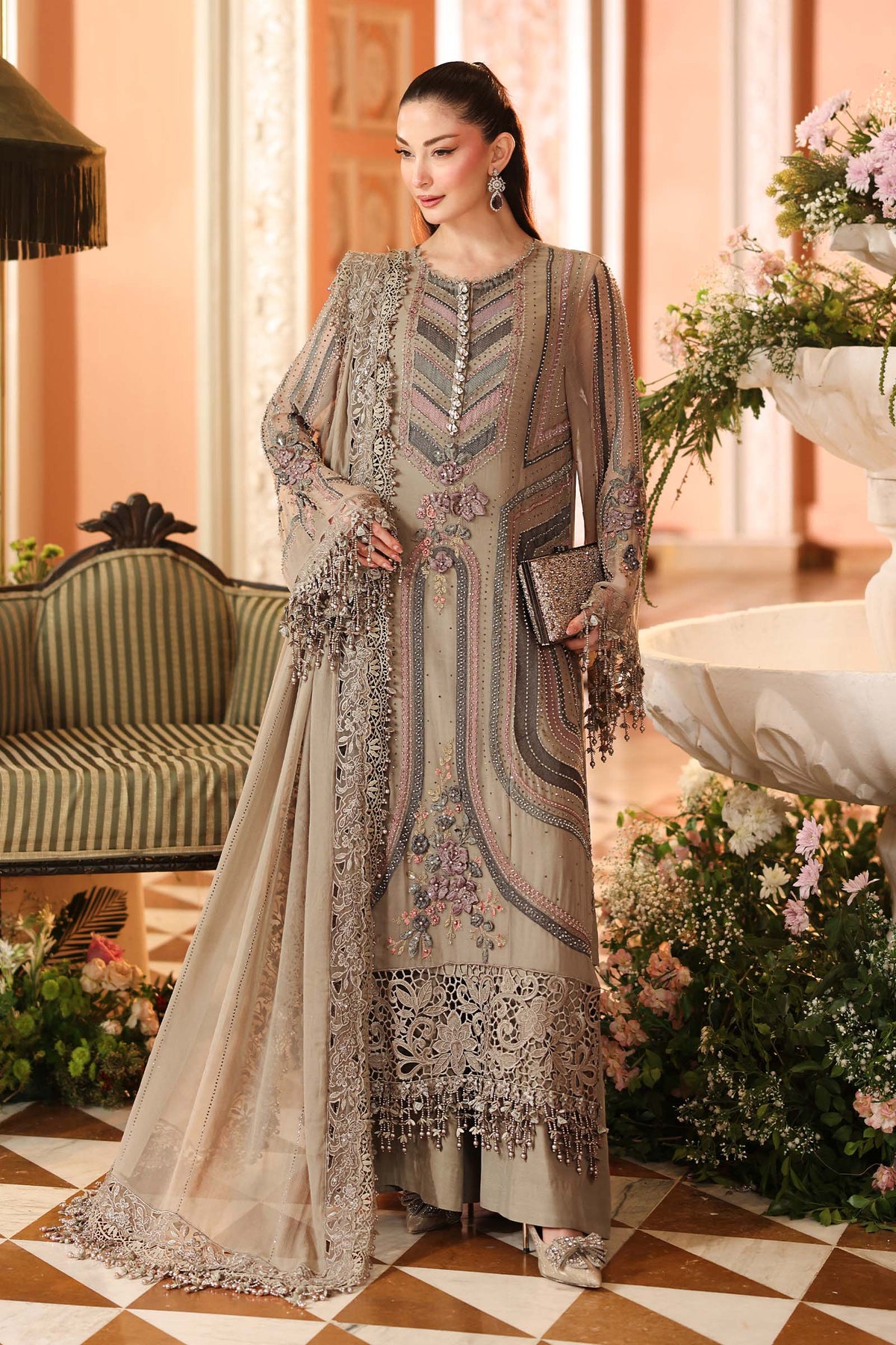 MARIA.B CHIFFON UNSTITCHED EMB D-1 SUIT
