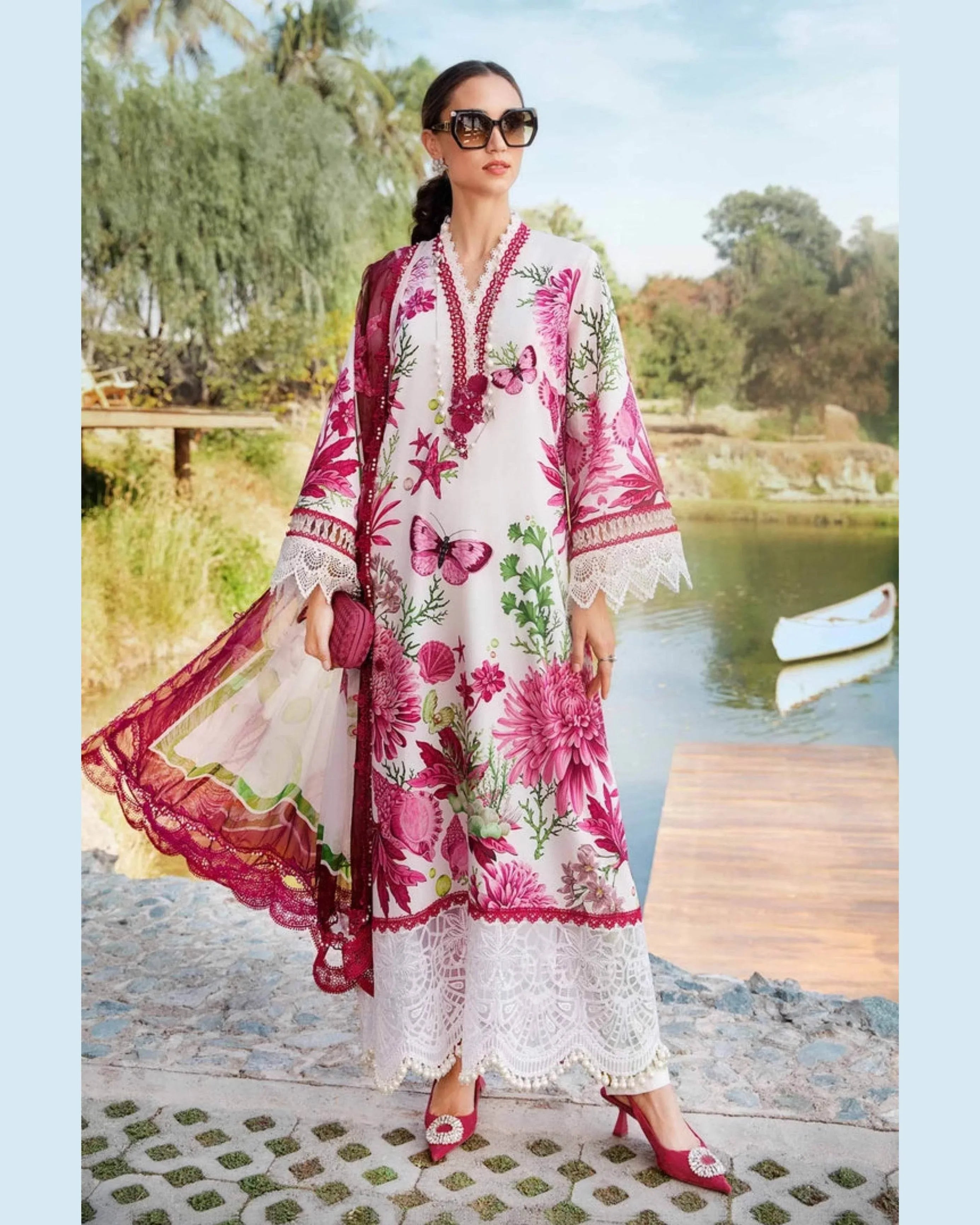 MARIA.B LAWN LUXURY UNSTICH PRINTED 3PC - City Cloth House