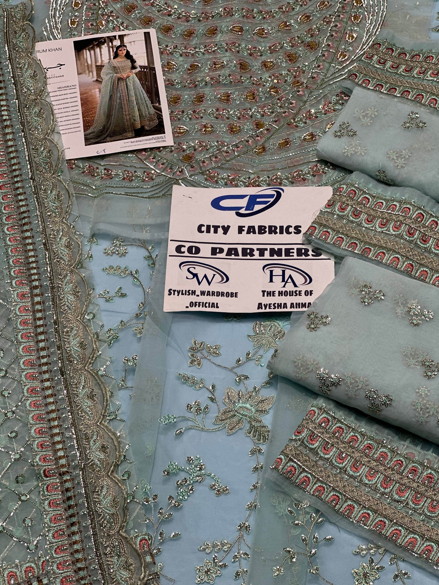 ERUM KHAN ORGANZA UNSTITCHED EMB MAXI - City Cloth House