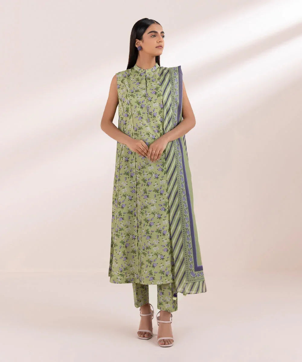 SAPPHIRE KARANDI PRINTED UNSTICHED 3PC - City Cloth House