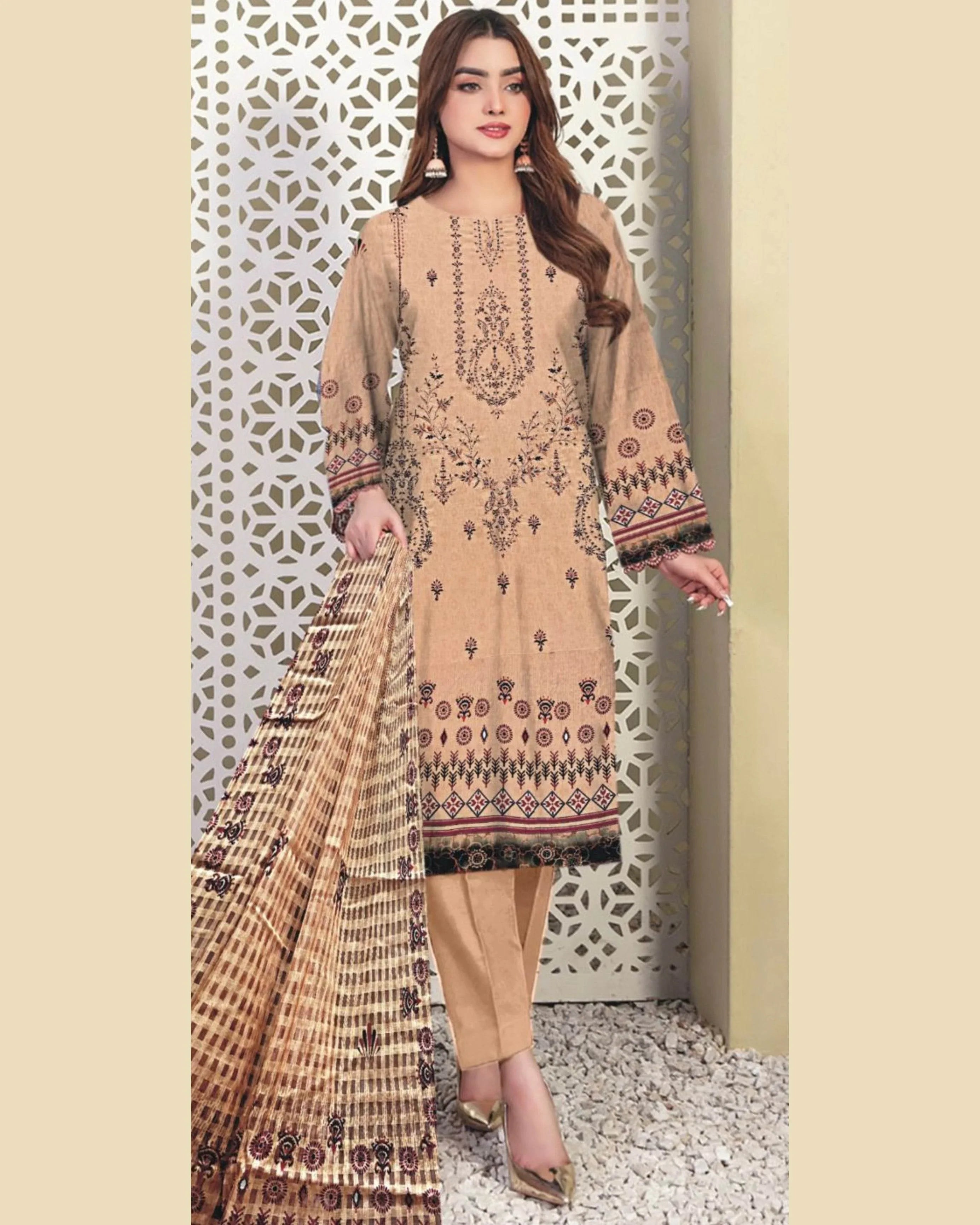 MIRAAL LAWN UNSTITCHED EMB 3PC - City Cloth House