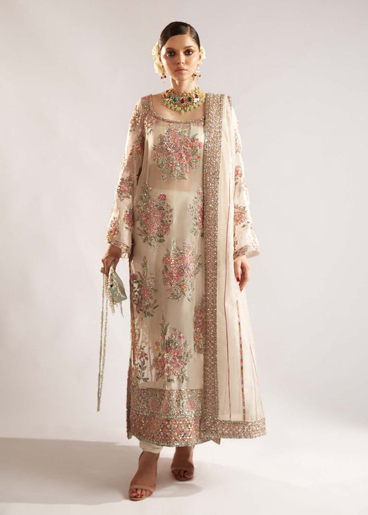 HUSSAIN REHAR ORGANZA UNSTITCHED EMB EURU SUIT