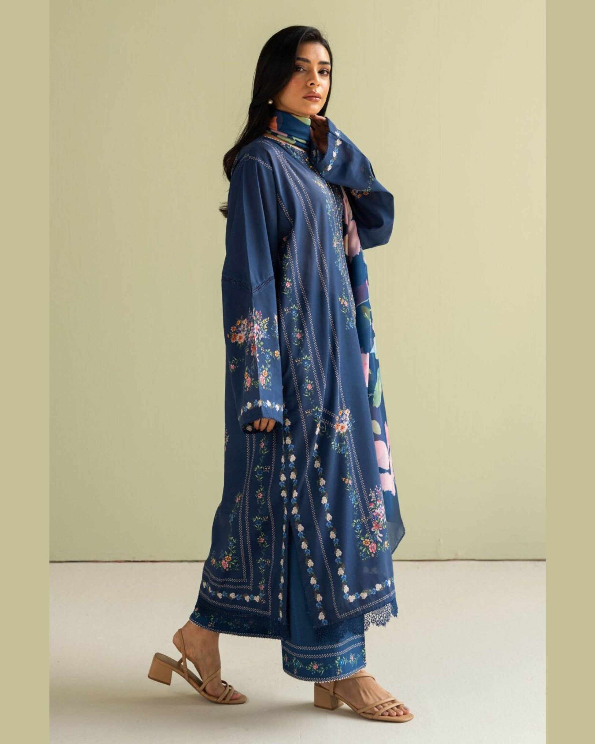 COCO LAWN PRINTED UNSTICH 3PC - City Cloth House
