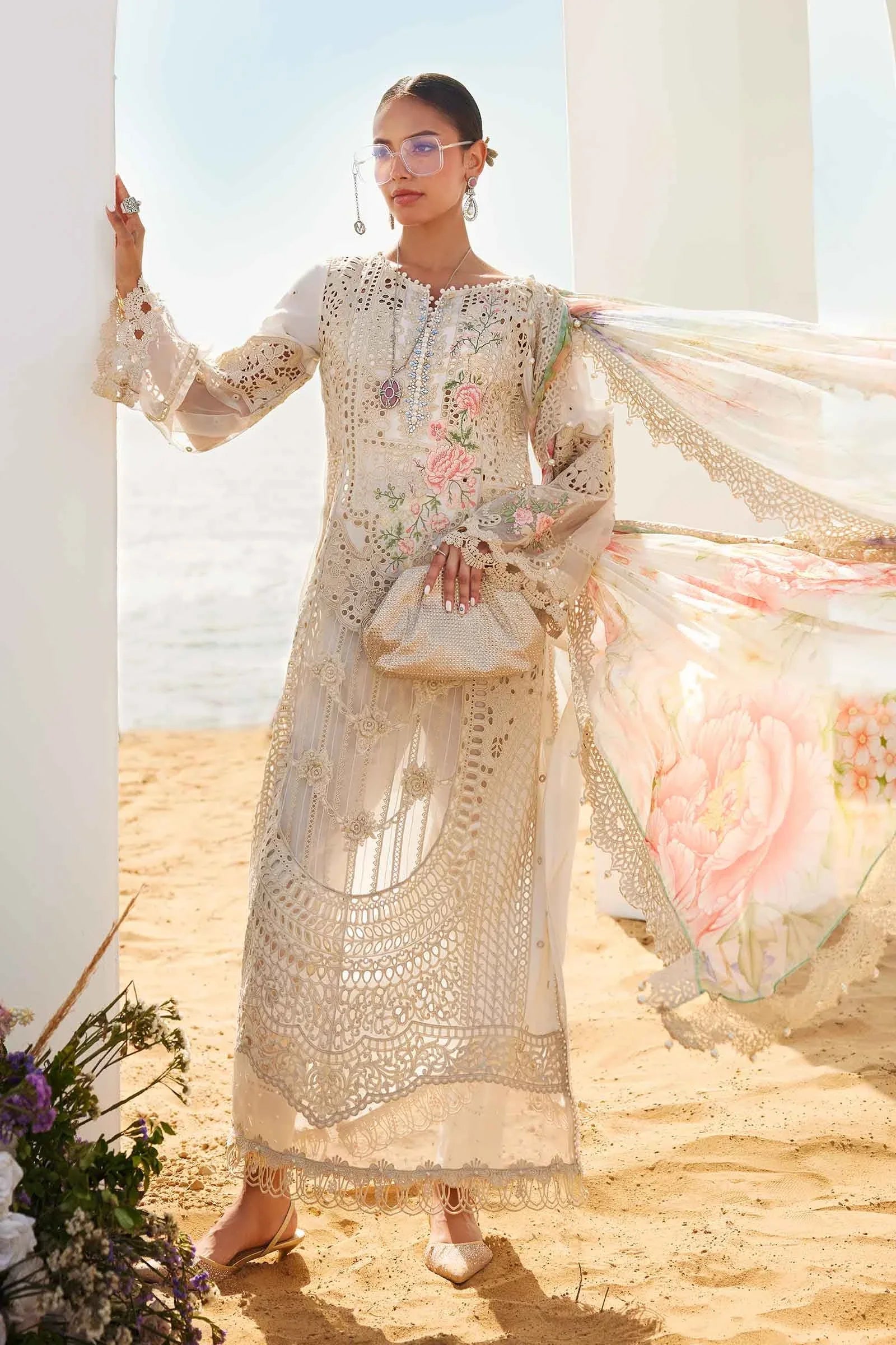 MARIA.B LAWN LUXURY UNSTITCHED EMB EID 26’ D-7 3PC - City Cloth House
