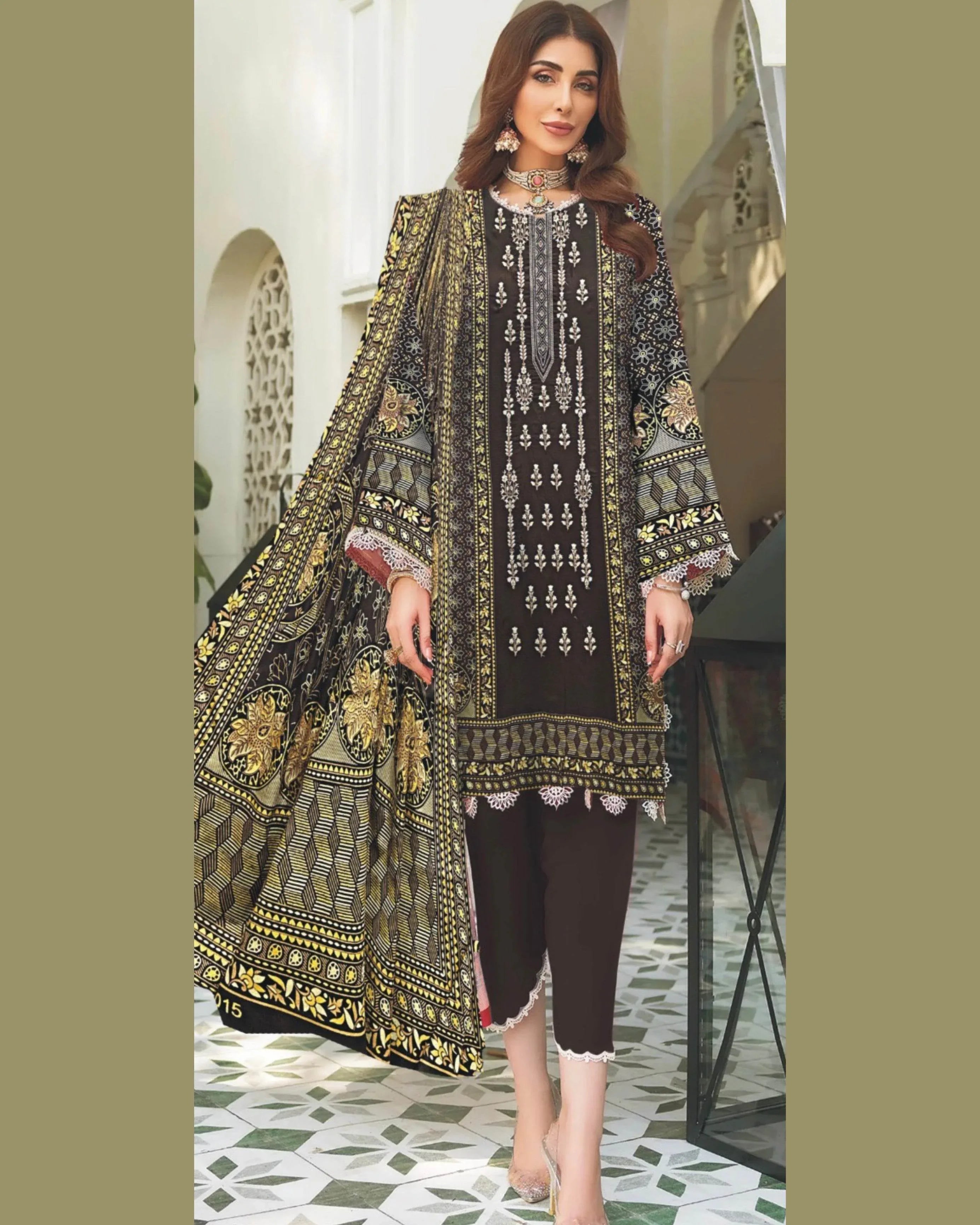 MIRAAL LAWN UNSTITCHED EMB 3PC - City Cloth House