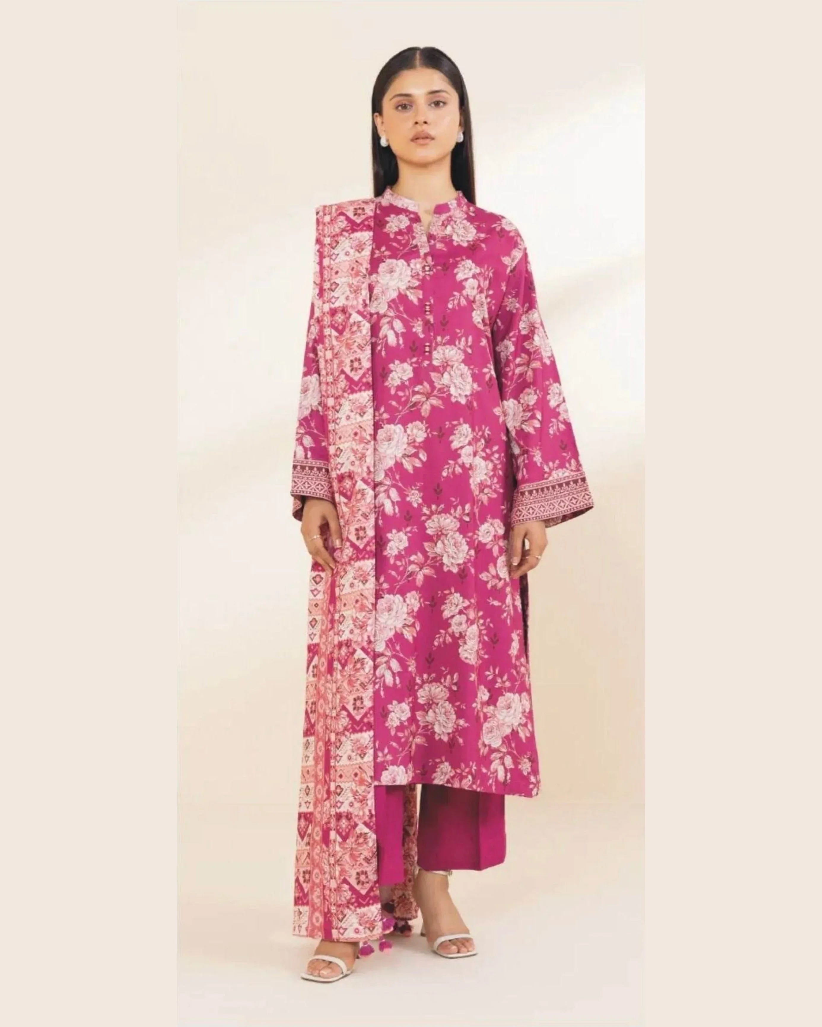 SAPPHIRE DHANAK PRINTED UNSTICHED 3PC - City Cloth House