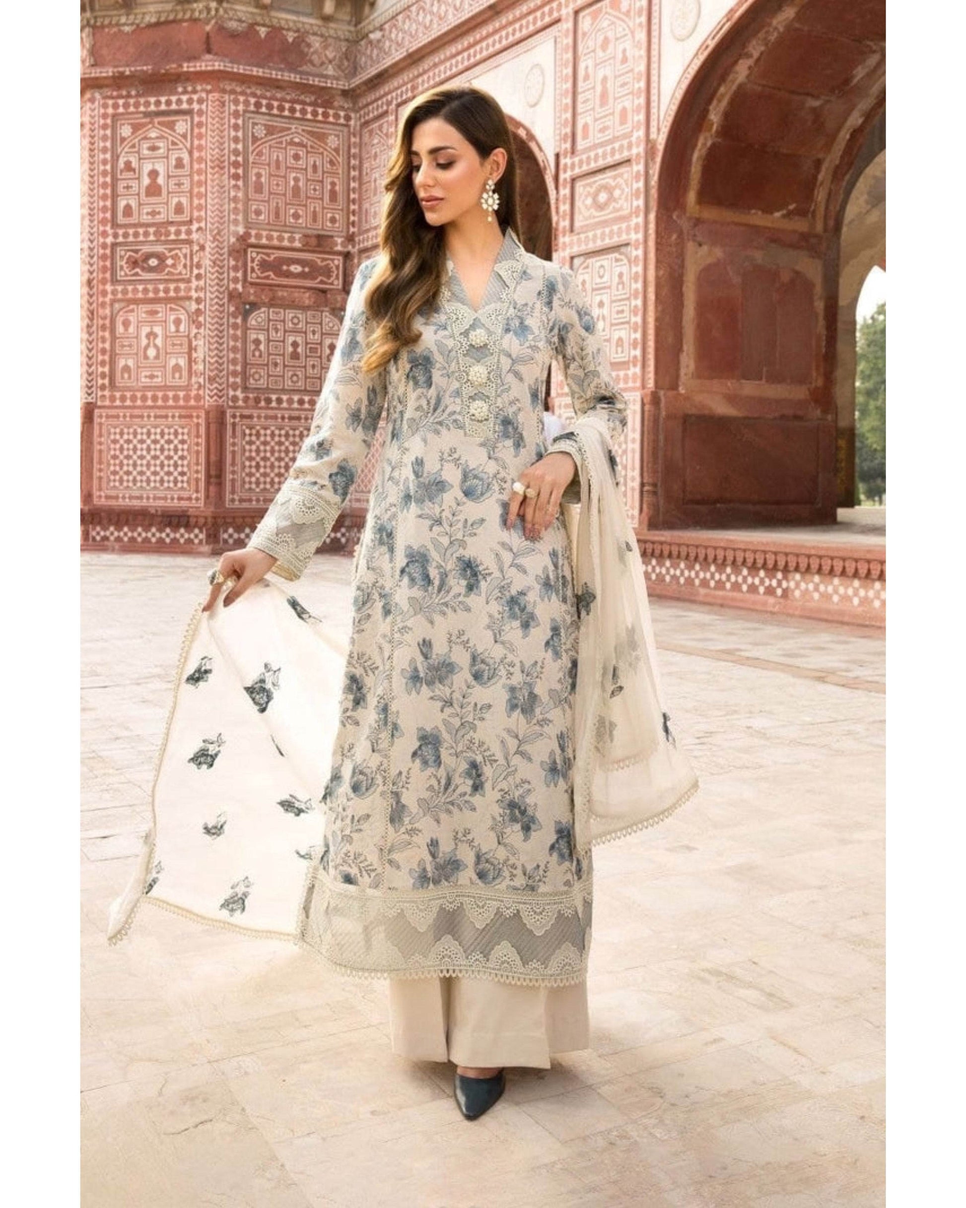 BAREEZA LAWN PREMIUM UNSTITCHED EMB 3PC - City Cloth House