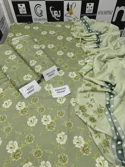 BAROQUE KARANDI PRINTED UNSTICHED 3PC - City Cloth House