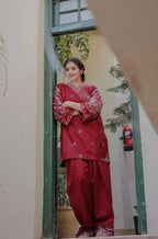 SAPPHIRE LINEN LUXURY UNSTITCHED EMB 2PC - City Cloth House