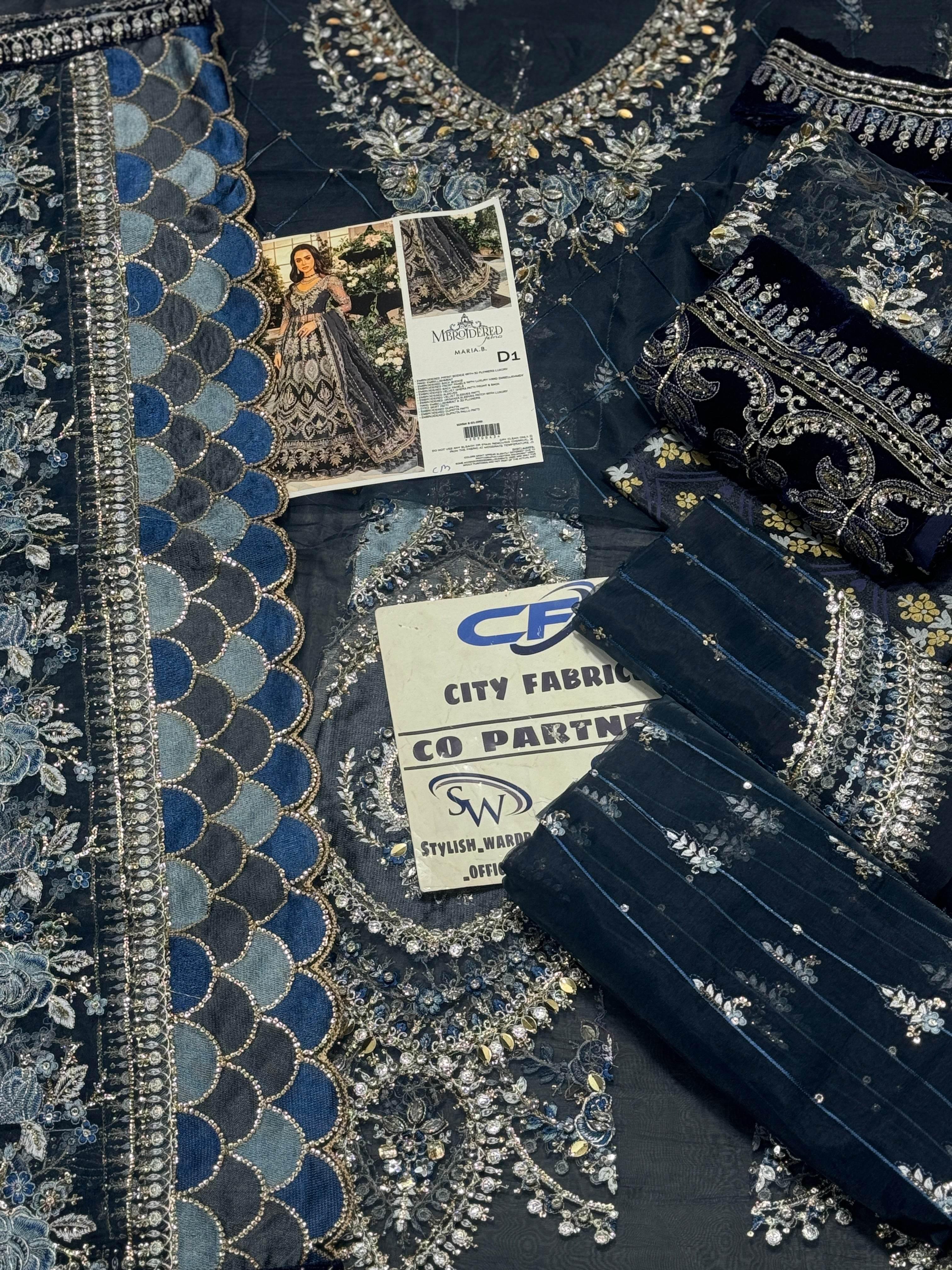 MARIA.B ORGANZA UNSTITCHED EMB MAXI - City Cloth House