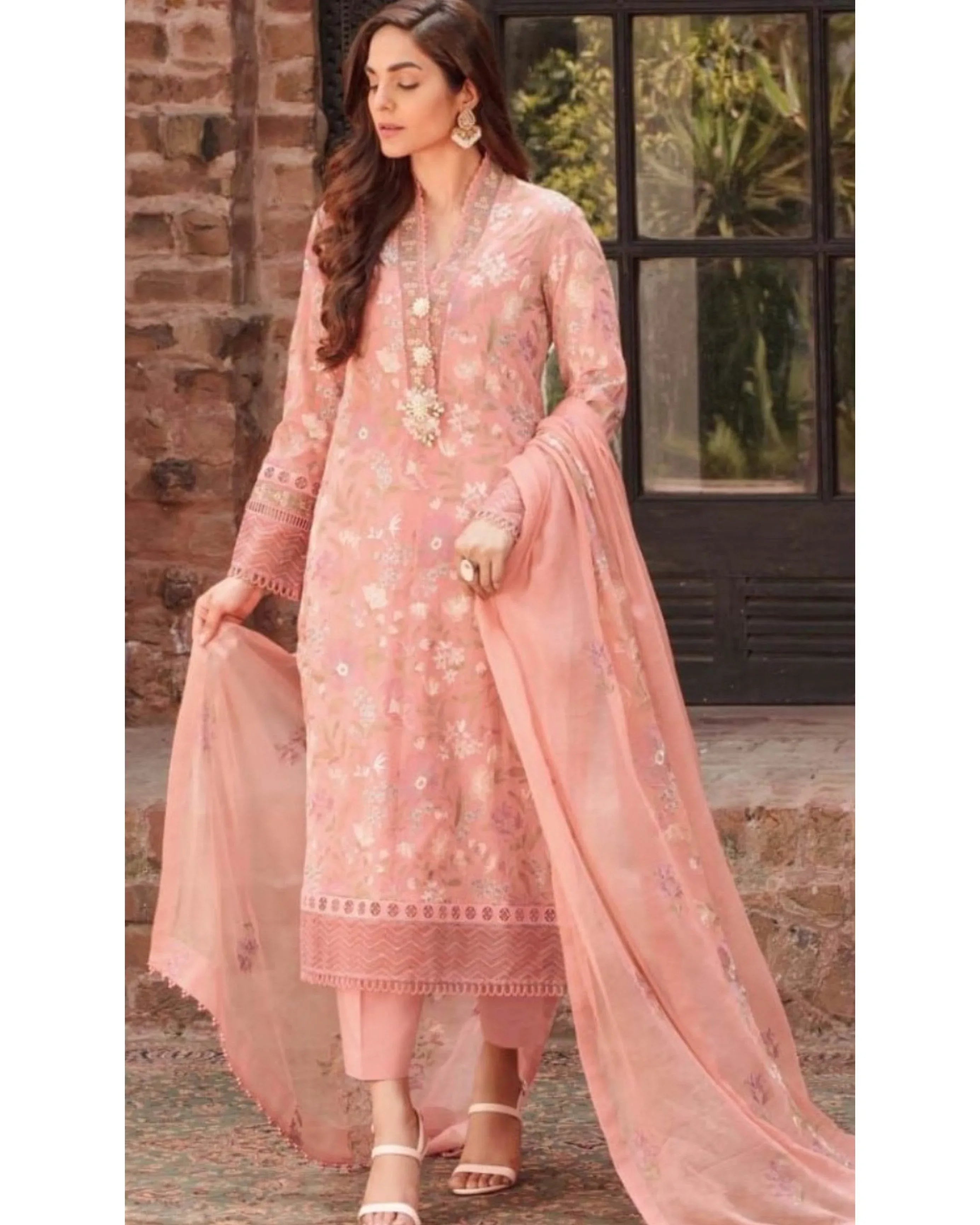 BAREEZE LINEN UNSTITCHED EMB 3PC - City Cloth House