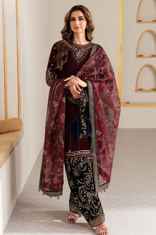 JAZMIN VELVET UNSTITCHED EMB 3PC