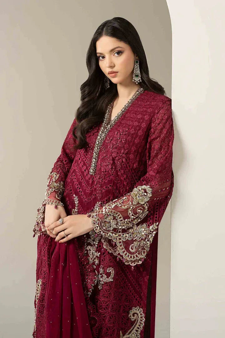 MARIA.B CHIFFON UNSTITCHED EMB SUIT 25-D3 - City Cloth House