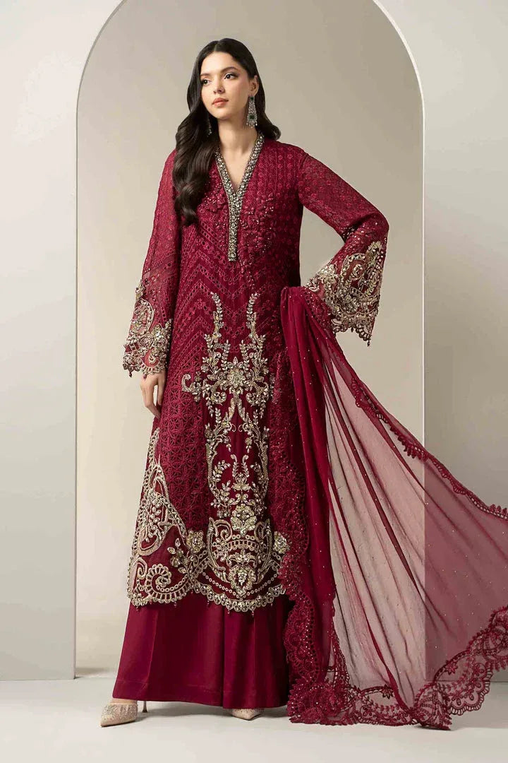 MARIA.B CHIFFON UNSTITCHED EMB SUIT 25-D3 - City Cloth House