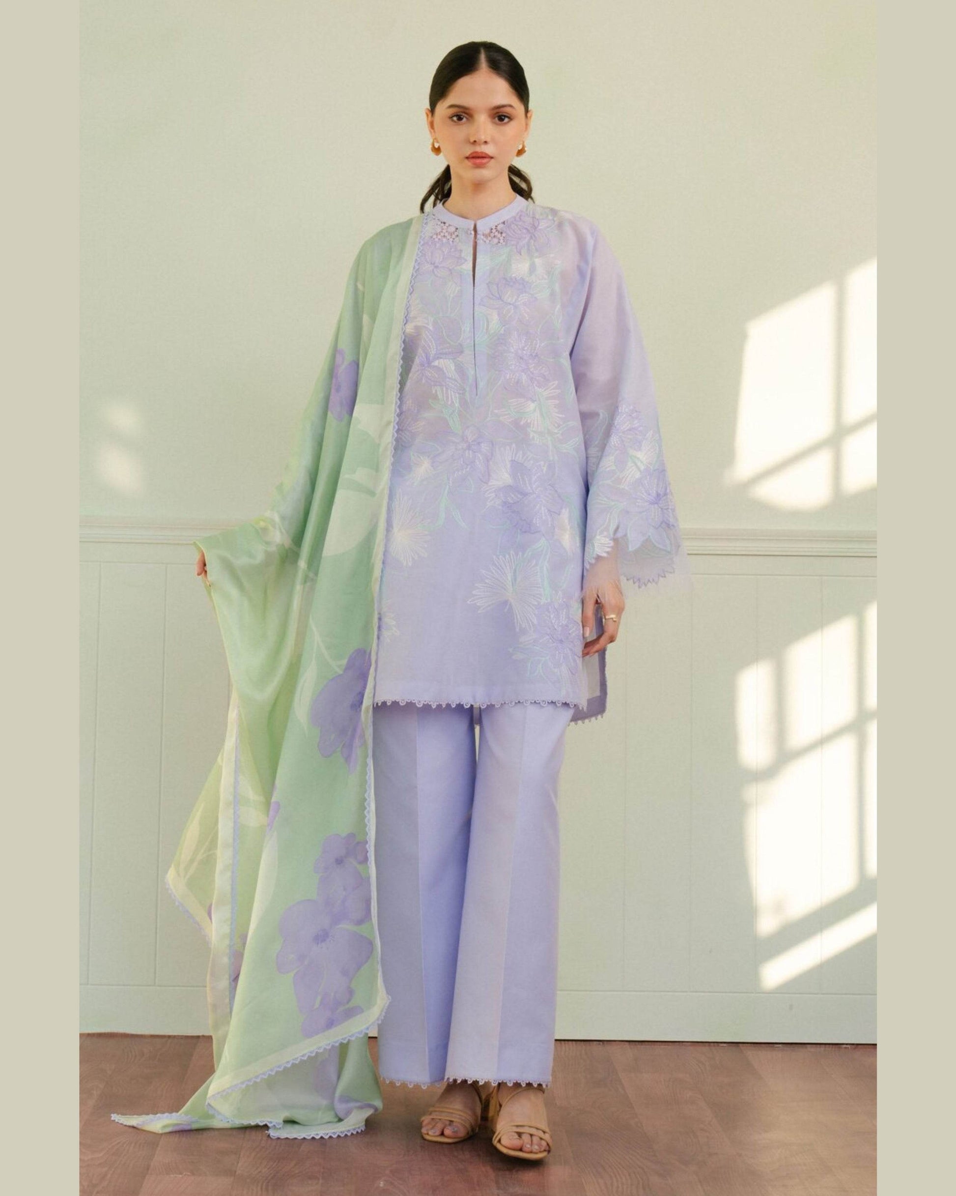 ZARA SHAHJAHAN LUXURY LAWN UNSTICH EMB 3PC - City Cloth House