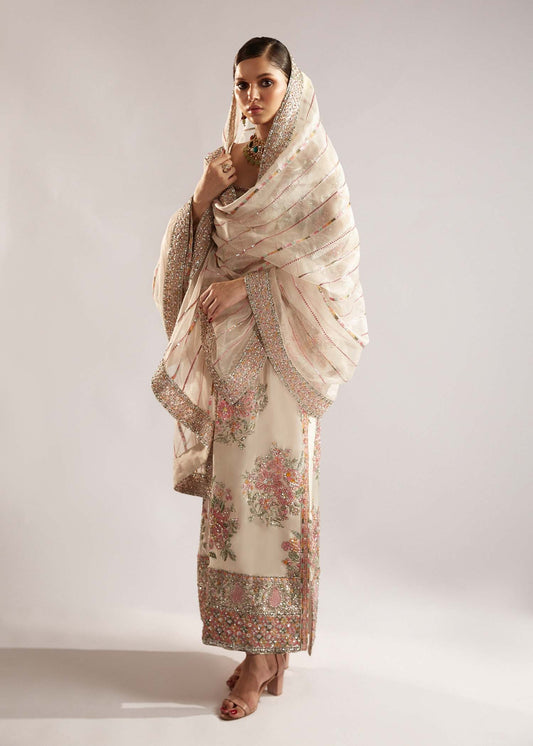 HUSSAIN REHAR ORGANZA UNSTITCHED EMB EURU SUIT