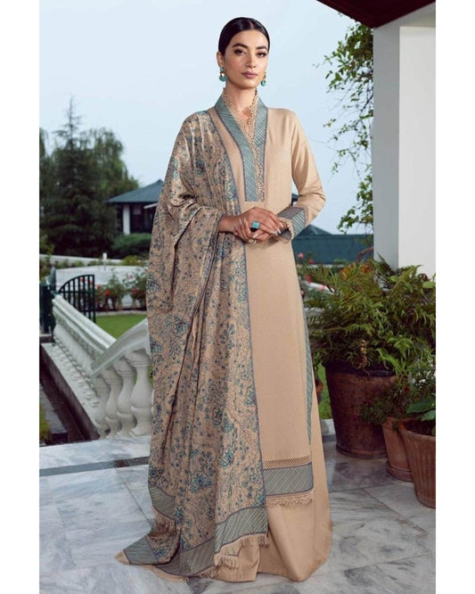 BAREEZE DHANAK UNSTITCHED EMB 3PC - City Cloth House