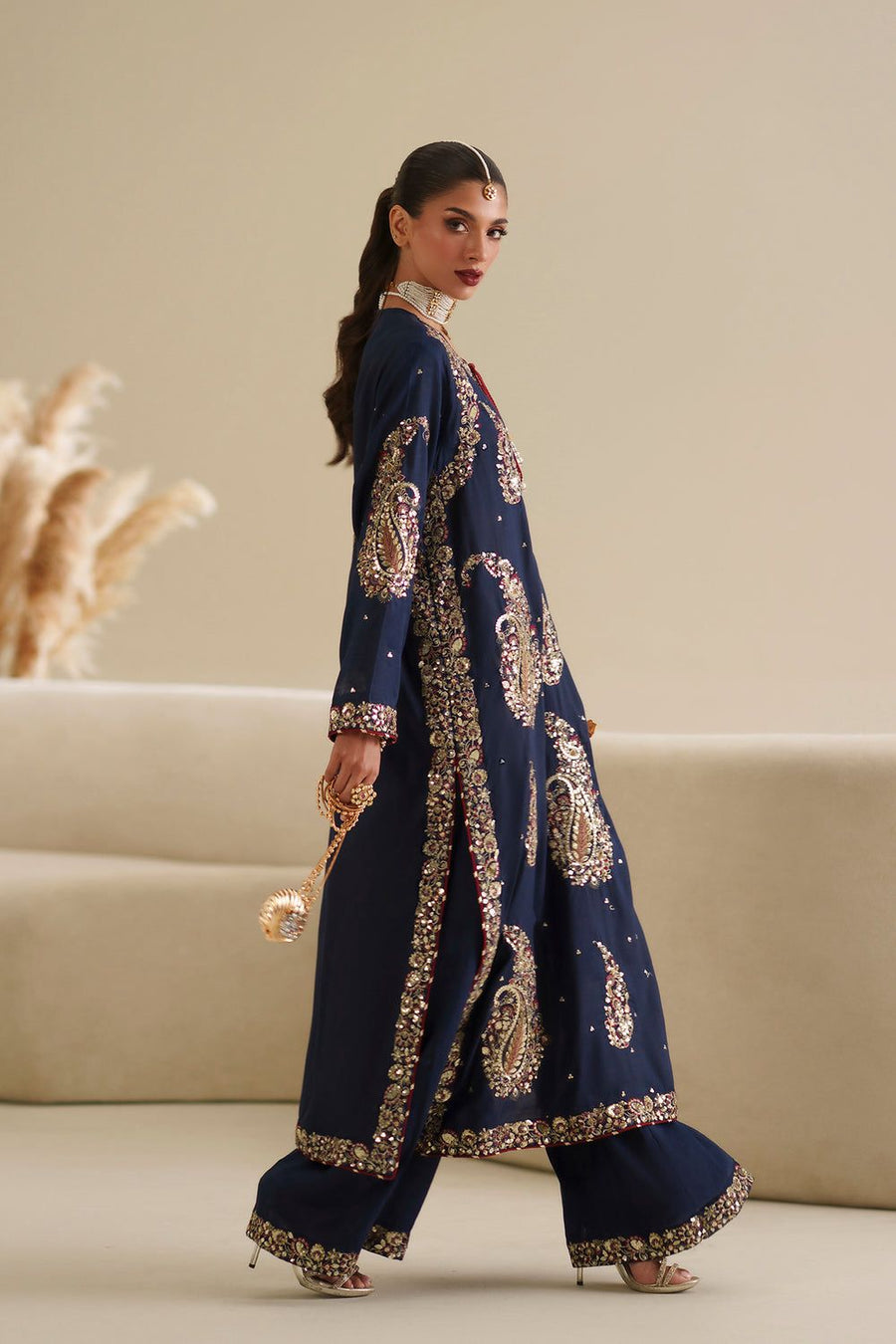 Zari | Emb Unstitched Shamoz silk 2pc