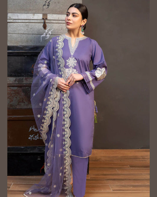 ZARA SHAHJAHAN LAWN UNSTITCHED EMB 3PC - City Cloth House