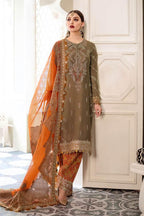 MARIA.B LAWN UNSTICH EMB 3PC RUST COFFEE (CST-603) - City Cloth House