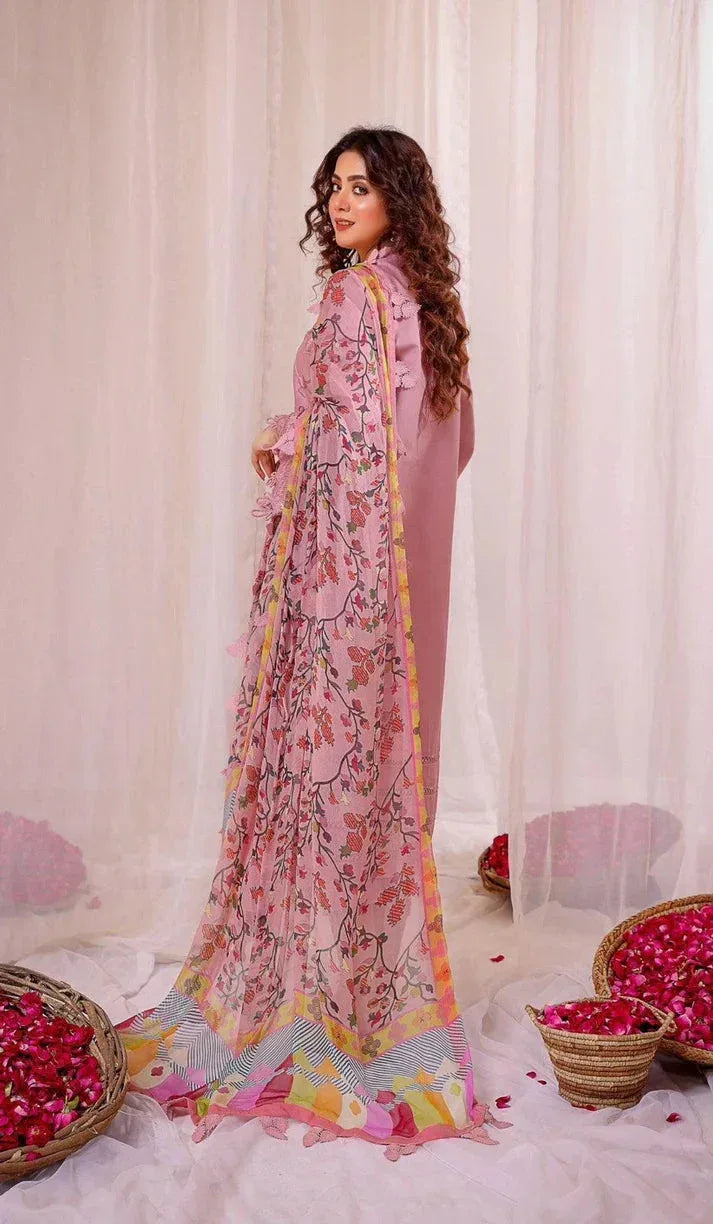 JAZMIN DHANAK LUXURY UNSTITCHED EMB 3PC - City Cloth House