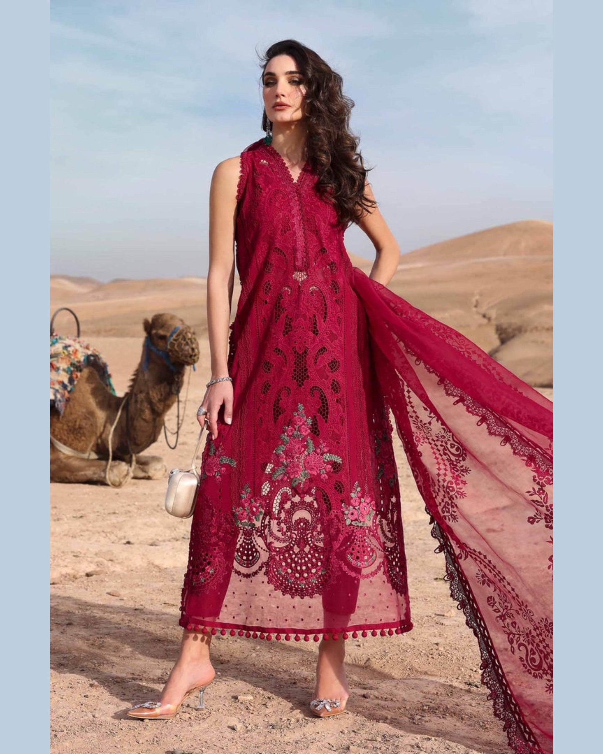 MARIA.B LAWN UNSTITCHED EMB 3PC - City Cloth House