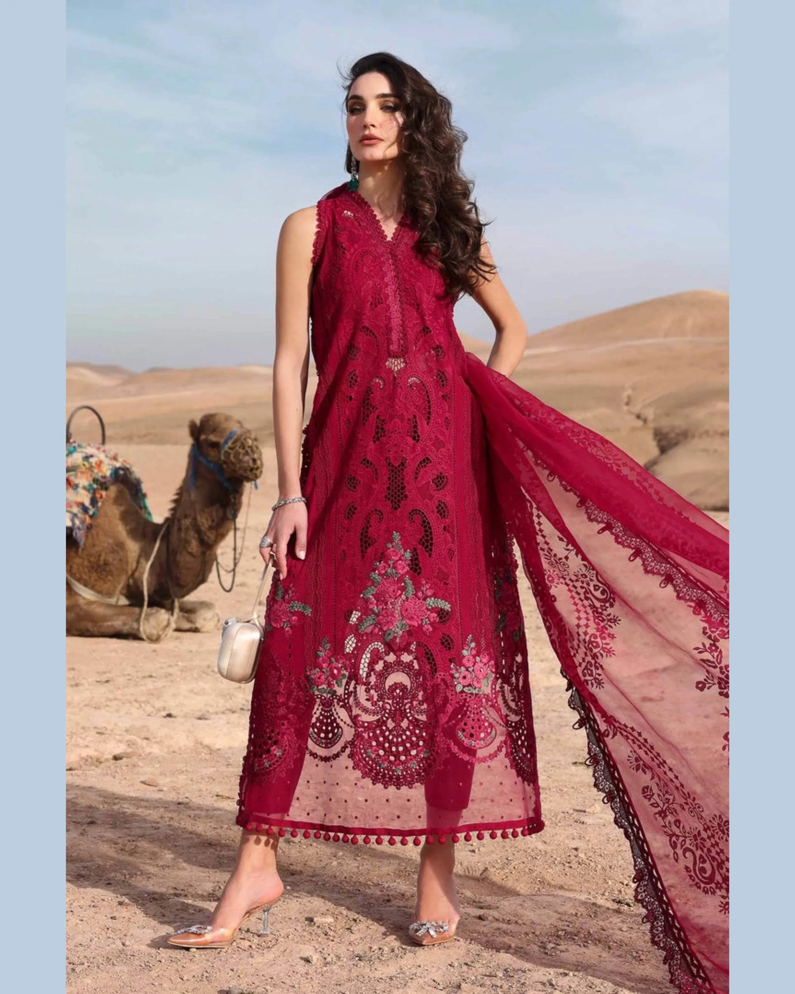 MARIA.B LAWN UNSTITCHED EMB 3PC - City Cloth House