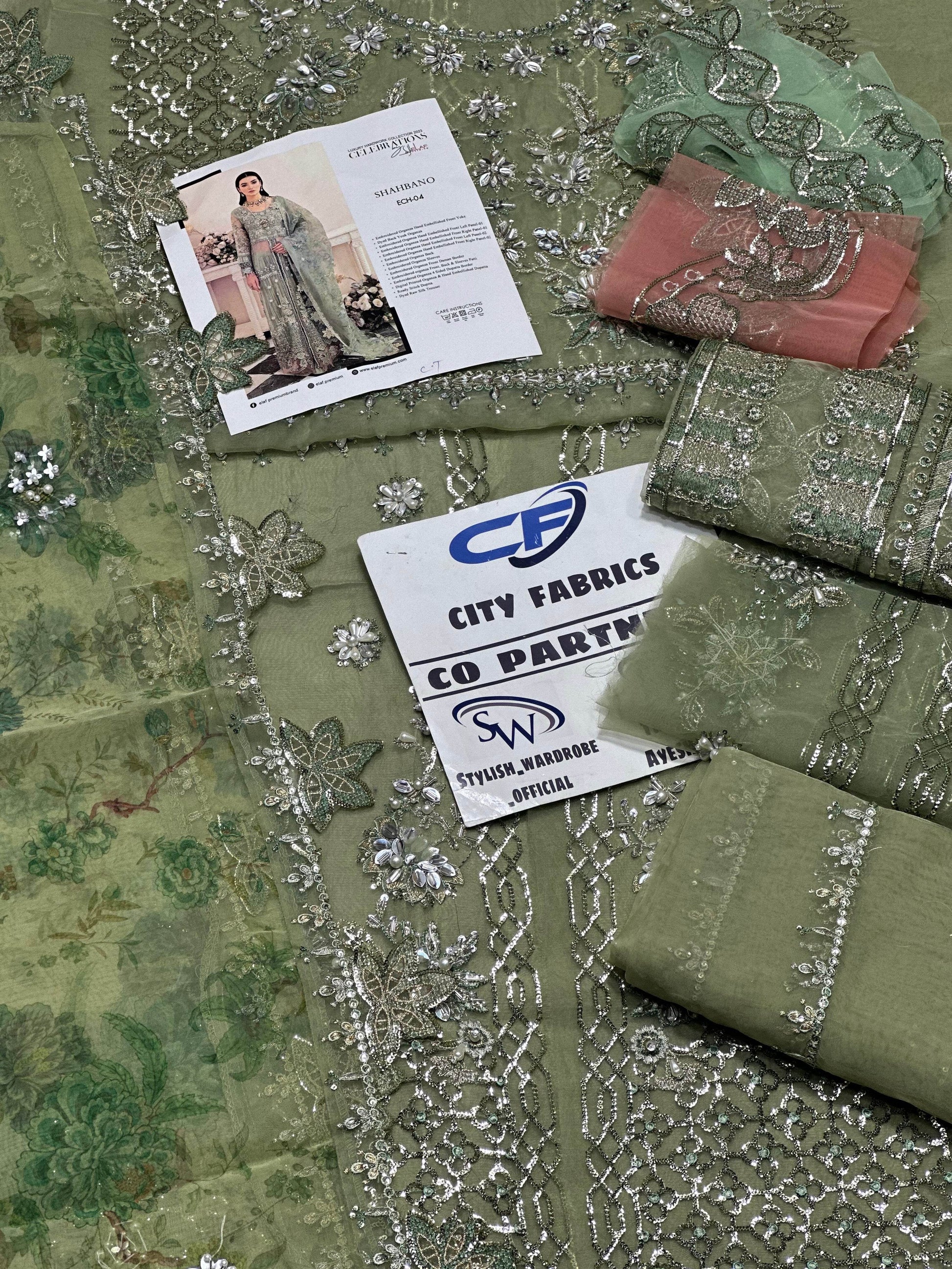 ELAF ORGANZA UNSTITCHED EMB SUIT - City Cloth House