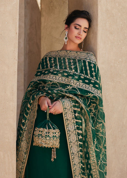 KANWAL MALIK KOREAN SILK UNSTITCHED EMB SUIT LAIRA