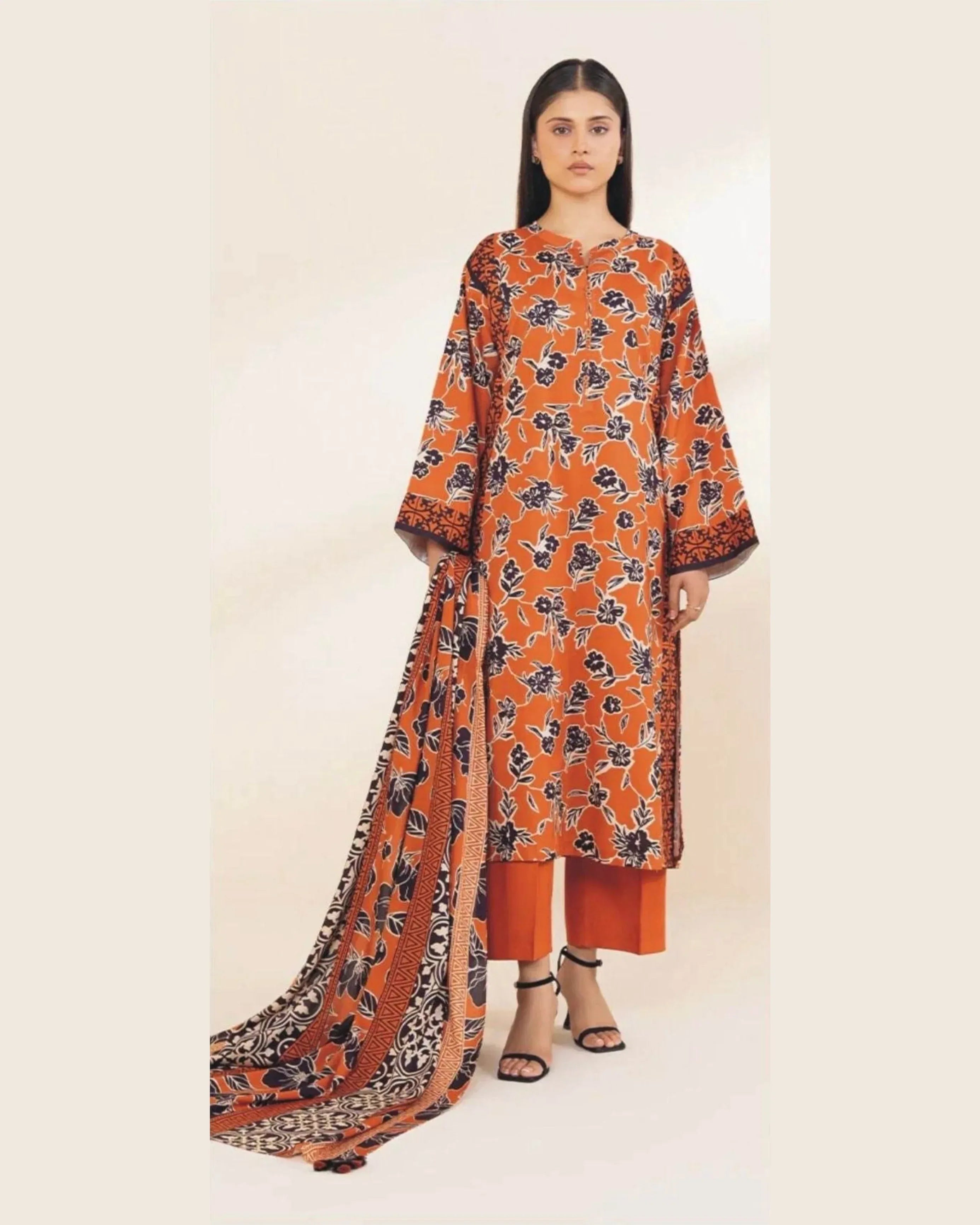 SAPPHIRE DHANAK PRINTED UNSTICHED 3PC - City Cloth House
