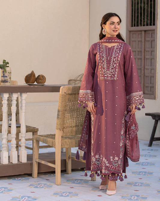 QALAMKAR DHANAK UNSTITCHED EMB 3PC