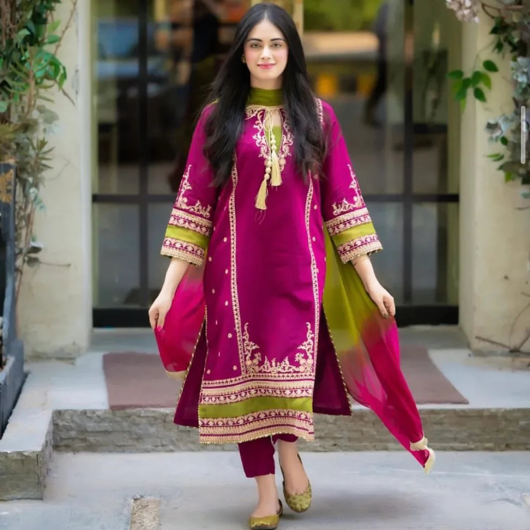 OMAL LAWN UNSTITCHED EMB 3PC
