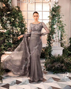 MARIA.B ORGANZA UNSTITCHED EMB SAREE - City Cloth House