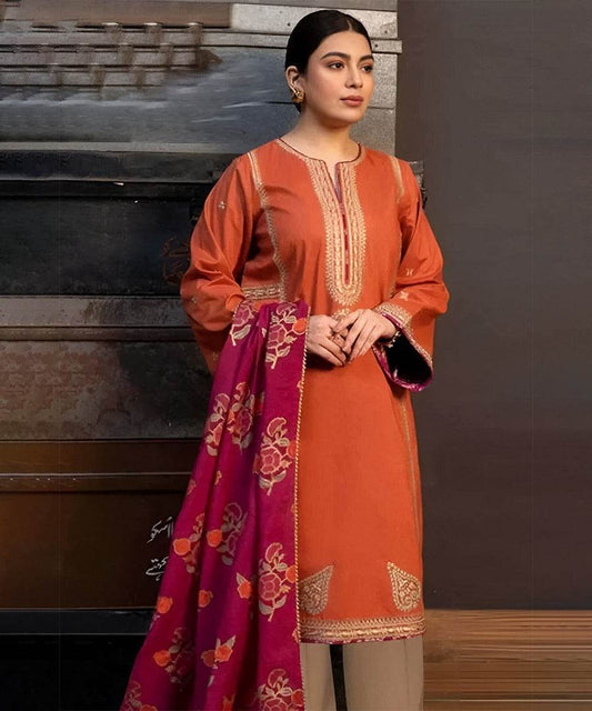 ZARA SHAHJAHAN LAWN LUXURY UNSTICH EMB 3PC - City Cloth House