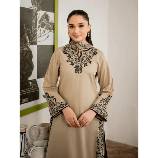 COCO BY ZARA SHAHJAHAN LINEN UNSTICH EMB 2PC - City Cloth House
