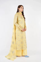 BAREEZE LINEN UNSTITCHED EMB 3PC - City Cloth House